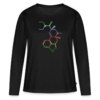 Molécule de formule structurelle LSD A. Hofmann Bicycle Day - T-shirt manches longues Premium bio Femme - noir - Devant - Julia (174cm)