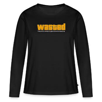 Idée cadeau de jeu wast-ed - T-shirt manches longues Premium bio Femme - noir - Devant - Julia (174cm)