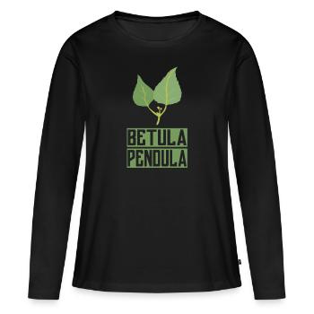 Tilleul avec feuilles / cadeau de feuilles - T-shirt manches longues Premium bio Femme - noir - Devant - Julia (174cm)