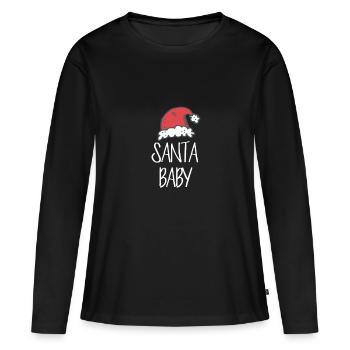 Santa bébé grossesse - T-shirt manches longues Premium bio Femme - noir - Devant - Julia (174cm)