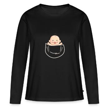 bébé ventre bébé kangourou - T-shirt manches longues Premium bio Femme - noir - Devant - Julia (174cm)
