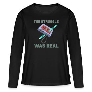 THE STRUGGLE WAS REAL - Women's Premium Organic Long Sleeve Shirt - black - Front - Julia (174cm)