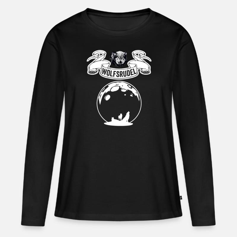 Wolfsrudel - Frauen Premium Bio Langarmshirt - Schwarz