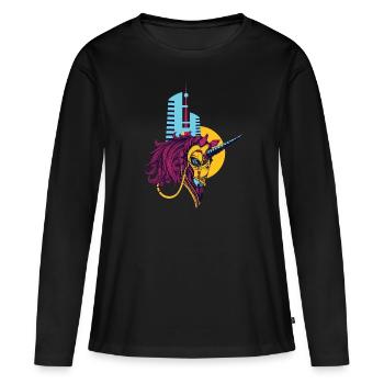 Einhörner Sind Echt - Frauen Premium Bio Langarmshirt - Schwarz - Vorne - Julia (174cm)