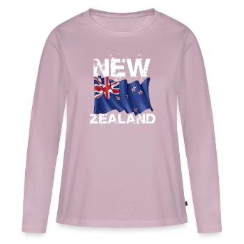 nouvelle-Zélande - T-shirt manches longues Premium bio Femme - rose poudré - Devant - Julia (174cm)