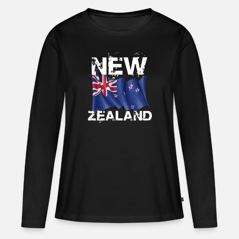 Neuseeland - Frauen Premium Bio Langarmshirt - Schwarz