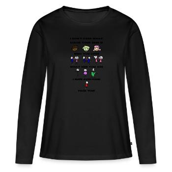 Je hais tout le monde - T-shirt manches longues Premium bio Femme - noir - Devant - Julia (174cm)