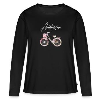 Amsterdam - T-shirt manches longues Premium bio Femme - noir - Devant - Julia (174cm)
