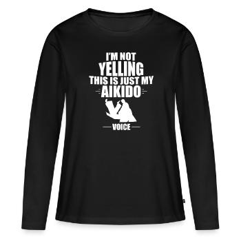 Aïkido - T-shirt manches longues Premium bio Femme - noir - Devant - Julia (174cm)