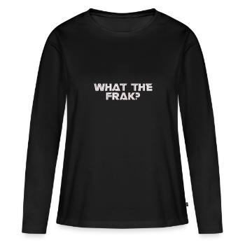 What the FRAK - T-shirt manches longues Premium bio Femme - noir - Devant - Julia (174cm)
