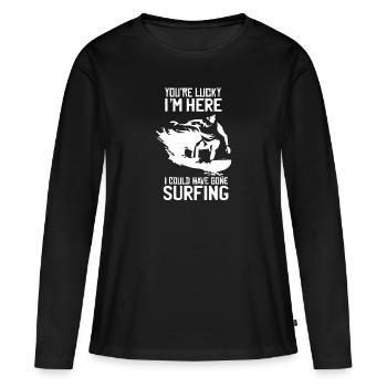 Im Surfing - Frauen Premium Bio Langarmshirt - Schwarz - Vorne - Julia (174cm)