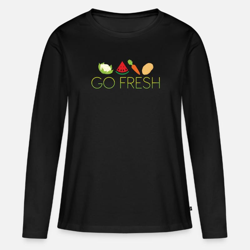 Go fresh - Frauen Premium Bio Langarmshirt - Schwarz