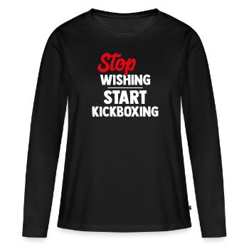 Kickboxing kickboxing - T-shirt manches longues Premium bio Femme - noir - Devant - Julia (174cm)
