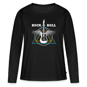 Rock and roll - T-shirt manches longues Premium bio Femme - noir - Devant - Julia (174cm)