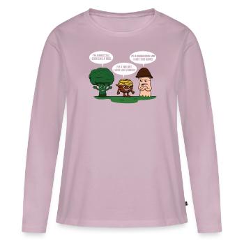 Lustiger Pilz-Brokkoli-Baum-Walnuss-Gehirn-Penis - Frauen Premium Bio Langarmshirt - Altrosa - Vorne - Julia (174cm)