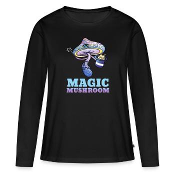 Trippy Psilocybin Toadstool Gift Psy & Goa - T-shirt manches longues Premium bio Femme - noir - Devant - Julia (174cm)