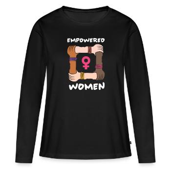 Feministisch - Frauen Premium Bio Langarmshirt - Schwarz - Vorne - Julia (174cm)