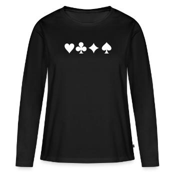 Poker Poker Cadeau - T-shirt manches longues Premium bio Femme - noir - Devant - Julia (174cm)