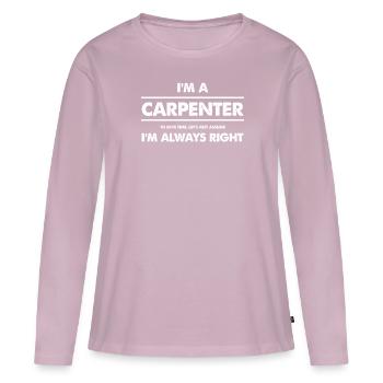 Carpenter Joiner Handicraft Carpenter Gift - Women's Premium Organic Long Sleeve Shirt - dusky pink - Front - Julia (174cm)
