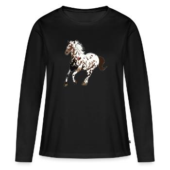 cadeau cheval cheval de cheval appaloosa - T-shirt manches longues Premium bio Femme - noir - Devant - Julia (174cm)