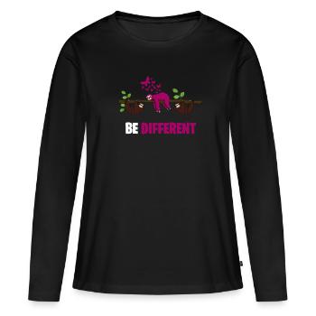 SOYEZ DIFFÉRENT soyez différent Sloth Sloth Design - T-shirt manches longues Premium bio Femme - noir - Devant - Julia (174cm)