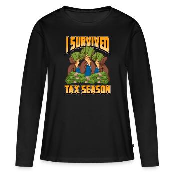 Drôle de comptabilité j'ai survécu comptable de la saison des impôts - T-shirt manches longues Premium bio Femme - noir - Devant - Julia (174cm)