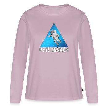 Psychonaute, DMT, LSD, Psychédélique, Psytrance - T-shirt manches longues Premium bio Femme - rose poudré - Devant - Julia (174cm)