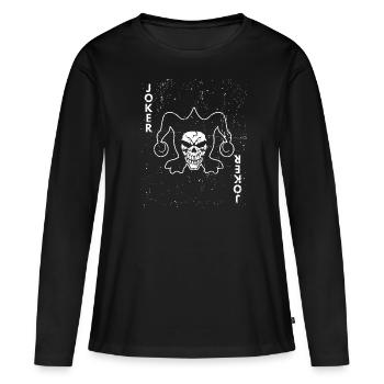 Joker Playing Card Card Game Card Scary Skeleton - Women's Premium Organic Long Sleeve Shirt - black - Front - Julia (174cm)