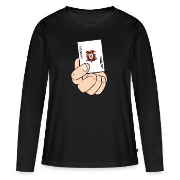 Joueur de cartes de jeu de cartes de casino Joker - T-shirt manches longues Premium bio Femme - noir - Devant - Julia (174cm)