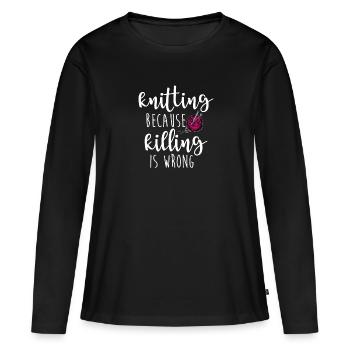 Tricotant tuant mal tricotant passe-temps - T-shirt manches longues Premium bio Femme - noir - Devant - Julia (174cm)