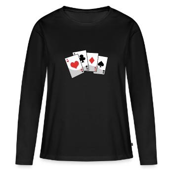 Card Skat Poker Skat Player - Women's Premium Organic Long Sleeve Shirt - black - Front - Julia (174cm)