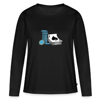 Poker et jetons de poker - T-shirt manches longues Premium bio Femme - noir - Devant - Julia (174cm)