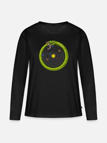 Sonnensystem Ouroboros Schlange - Frauen Premium Bio Langarmshirt - Schwarz