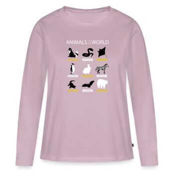 Animaux du monde t-shirt Animaux rares drôles - T-shirt manches longues Premium bio Femme - rose poudré - Devant - Julia (174cm)