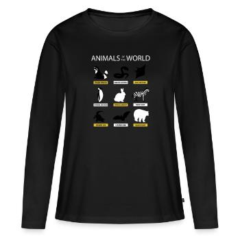 Tiere des Weltt-shirts Lustige seltene Tiere - Frauen Premium Bio Langarmshirt - Schwarz - Vorne - Julia (174cm)