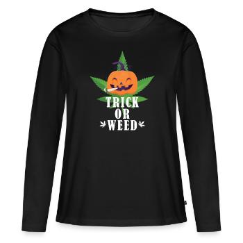 Cannabis de Cannabis Marijuana Halloween Trick or Weed - T-shirt manches longues Premium bio Femme - noir - Devant - Julia (174cm)