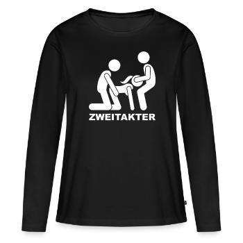 Deux temps deux temps deux temps - T-shirt manches longues Premium bio Femme - noir - Devant - Julia (174cm)