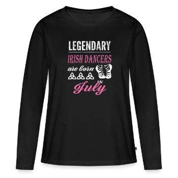 Irish Dance Legends est né en juillet - T-shirt manches longues Premium bio Femme - noir - Devant - Julia (174cm)