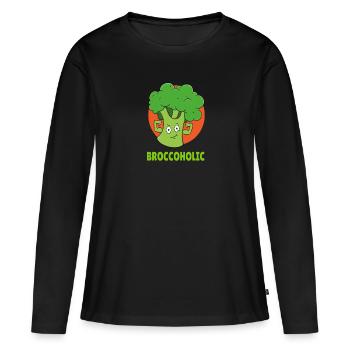 Broccoli Broccoholic Keto Fitness Vegetarian - Women's Premium Organic Long Sleeve Shirt - black - Front - Julia (174cm)