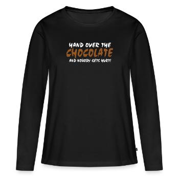Ressustez le chocolat et personne ne se blesse - T-shirt manches longues Premium bio Femme - noir - Devant - Julia (174cm)
