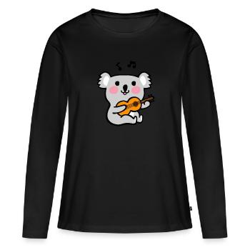 Cute cartoon koala playing guitar - Women's Premium Organic Long Sleeve Shirt - black - Front - Julia (174cm)