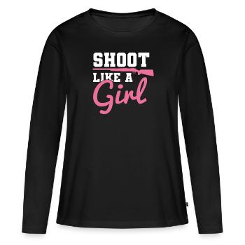 Huntress Ranger Rifle Hunting Stalking Gift - Women's Premium Organic Long Sleeve Shirt - black - Front - Julia (174cm)