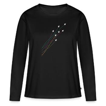 Pilote Coloré Flying Jets Avions Avions - T-shirt manches longues Premium bio Femme - noir - Devant - Julia (174cm)