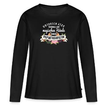 Physiotherapeutin Physio Masseur lustiger Spruch - Frauen Premium Bio Langarmshirt - Schwarz - Vorne - Julia (174cm)