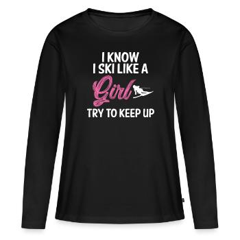 Skiing Skiing Skiing Skiing Skiing Berg - Women's Premium Organic Long Sleeve Shirt - black - Front - Julia (174cm)