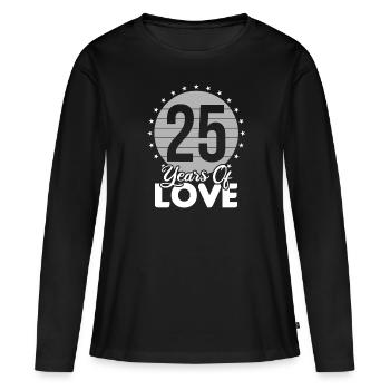 25 Years of love wedding anniversary silver wedding - Women's Premium Organic Long Sleeve Shirt - black - Front - Julia (174cm)