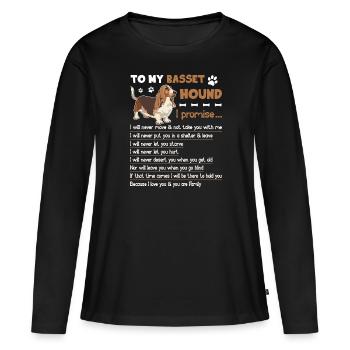 Basset Hound Basset Hound Promesse - T-shirt manches longues Premium bio Femme - noir - Devant - Julia (174cm)