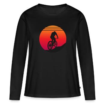 Mountainbike - Sunset - Frauen Premium Bio Langarmshirt - Schwarz - Vorne - Julia (174cm)