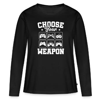 jeu vidéo - T-shirt manches longues Premium bio Femme - noir - Devant - Julia (174cm)
