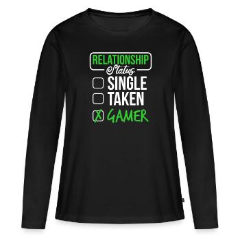 Single pardonner aux joueurs - T-shirt manches longues Premium bio Femme - noir - Devant - Julia (174cm)